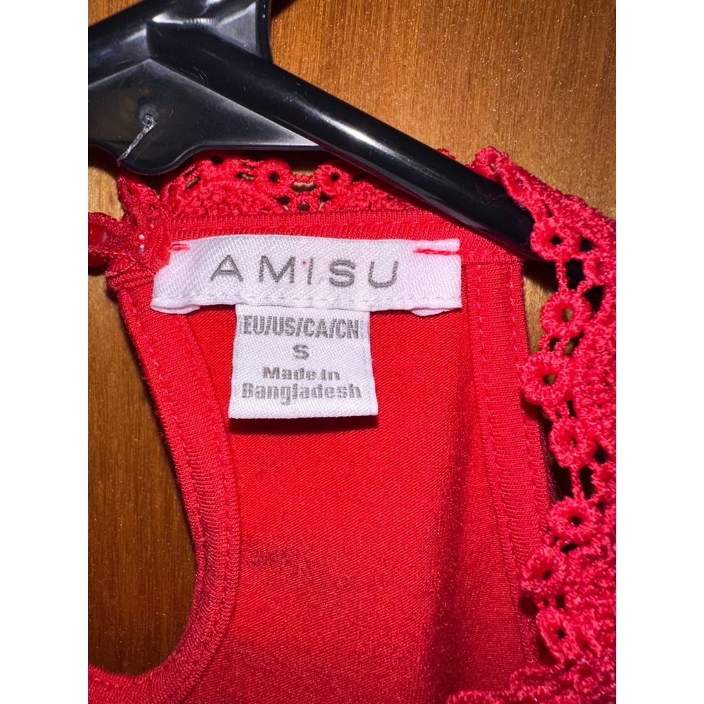 Amisu Red Lace Crochet‎ Halter Tank Top Size Small - Picture 6 of 8